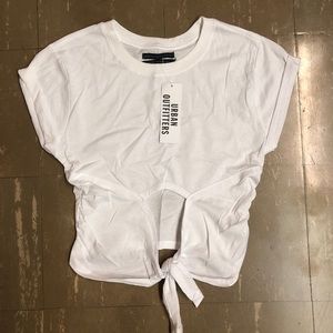 UO cropped white tie front tshirt